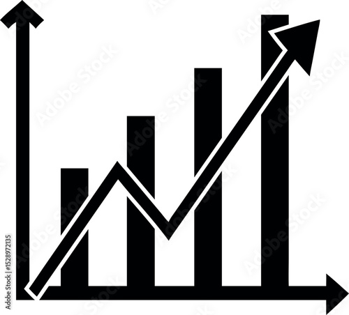 Growing graph set. Business chart with arrow.  growth increase sign.