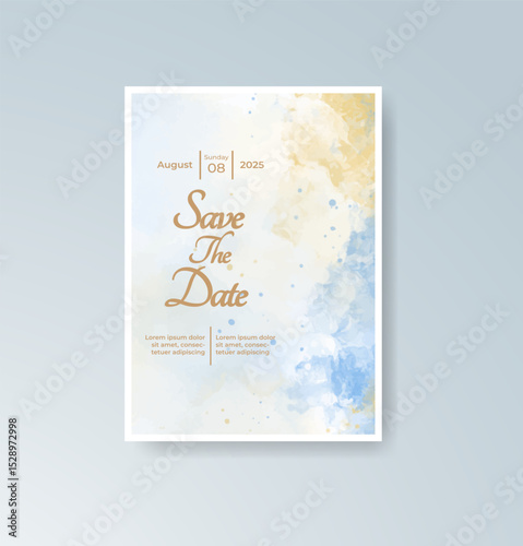 Wedding invitation with abstract splash watercolor
