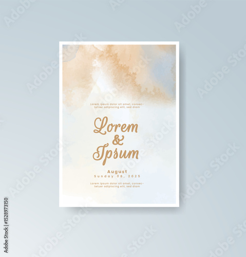 Wedding invitation with abstract splash watercolor