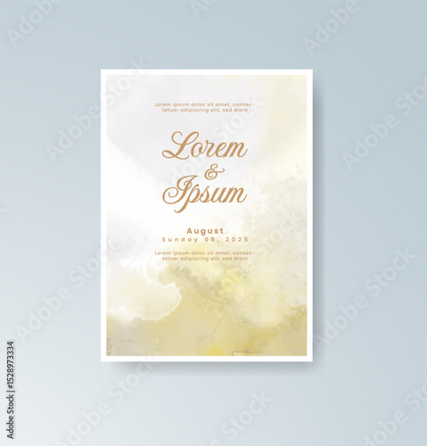 Wedding invitation with abstract splash watercolor