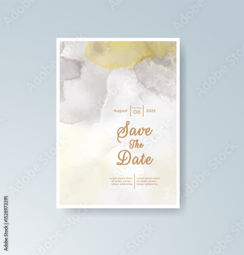 Wedding invitation with abstract splash watercolor
