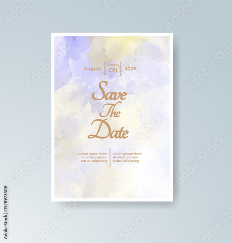 Wedding invitation with abstract splash watercolor