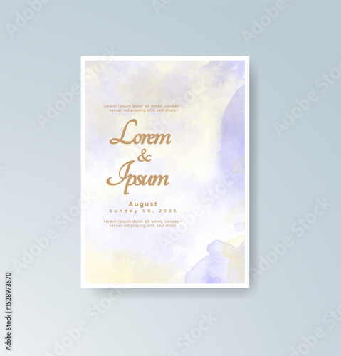 Wedding invitation with abstract splash watercolor