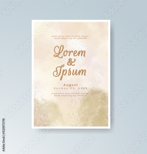 Wedding invitation with abstract splash watercolor