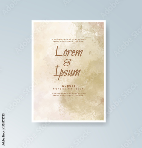 Wedding invitation with abstract splash watercolor