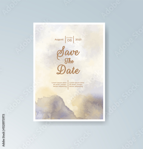 Wedding invitation with abstract splash watercolor