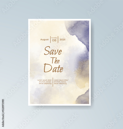 Wedding invitation with abstract splash watercolor