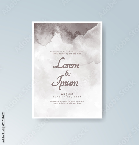 Wedding invitation with abstract splash watercolor