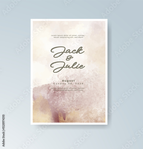 Wedding invitation with abstract splash watercolor