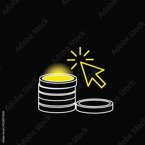 Online payment click coins stack icon illustration