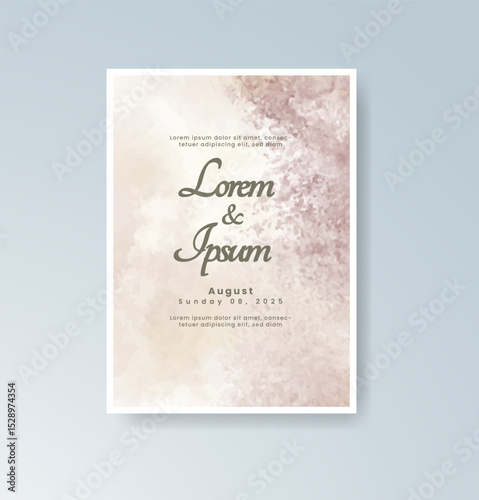 Wedding invitation with abstract splash watercolor