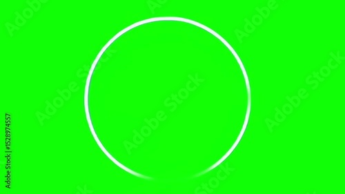 Circle shape frame white color glowing neon lights loop animation on green screen. Generative AI
