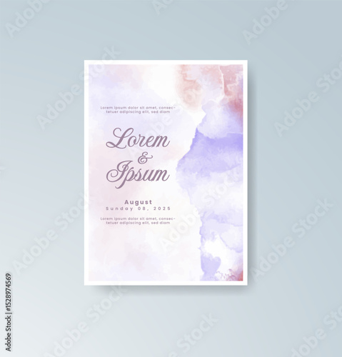 Wedding invitation with abstract splash watercolor