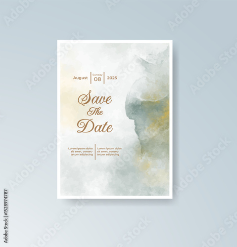 Wedding invitation with abstract splash watercolor