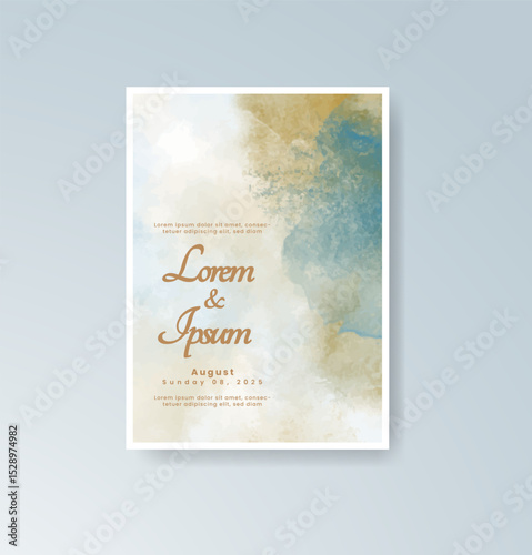 Wedding invitation with abstract splash watercolor
