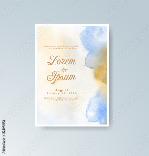 Wedding invitation with abstract splash watercolor