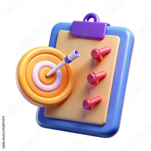 3d checklist with target isolated on white background