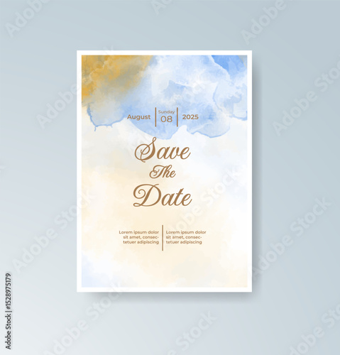 Wedding invitation with abstract splash watercolor