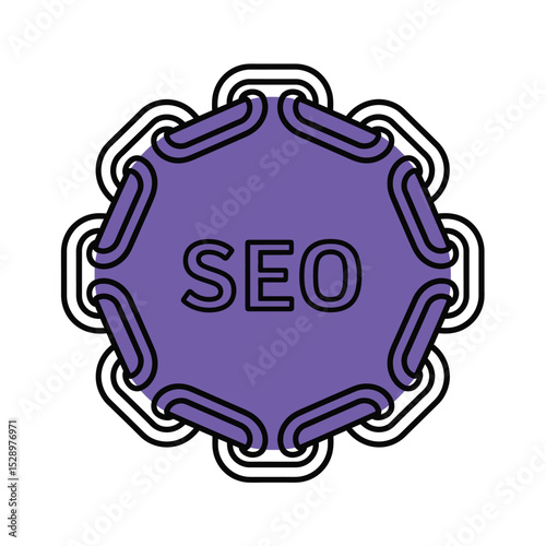 Purple seo icon with linked chain design