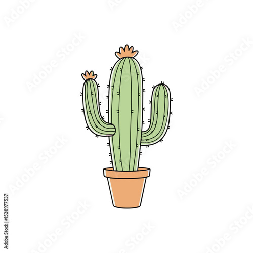 Charming Cactus Illustration Potted Desert Plant Graphic