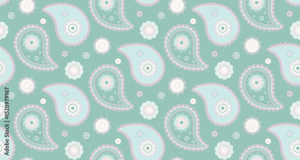 Fototapeta premium Minimal paisley as detailed floral. Eternity background draw oriental. Complexity simplicity by fantasy retro.