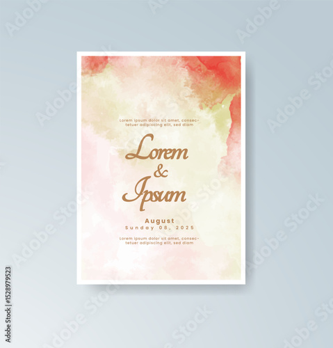 Wedding invitation with abstract splash watercolor