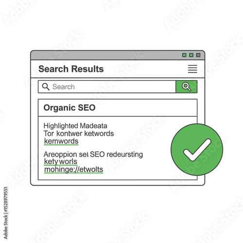 Successful organic seo search results illustration