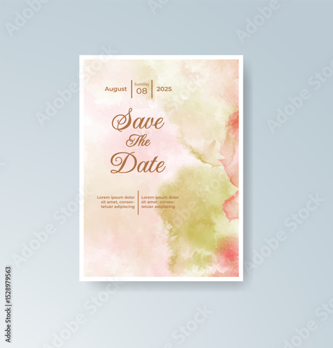 Wedding invitation with abstract splash watercolor