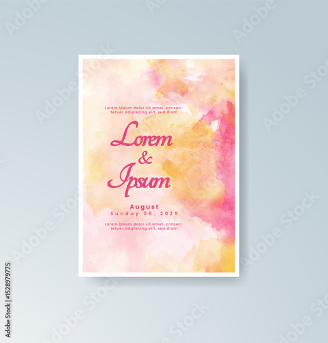 Wedding invitation with abstract splash watercolor