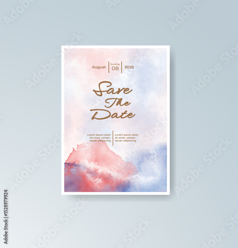 Wedding invitation with abstract splash watercolor