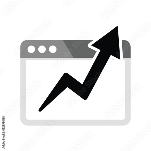 Website traffic growth icon upward arrow browser window