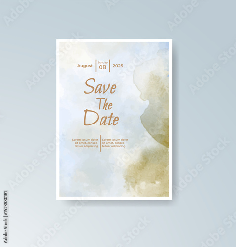 Wedding invitation with abstract splash watercolor