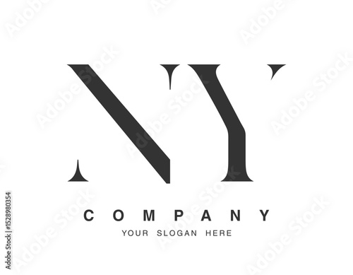 NY logo design. Initial letter n and y serif font style. Creative classic company name typography. Trendy logotype or identity.