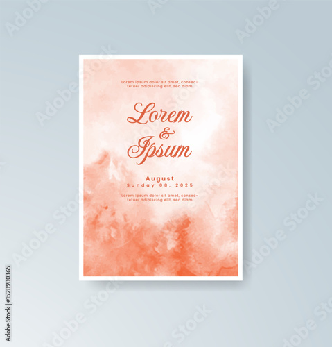 Wedding invitation with abstract splash watercolor