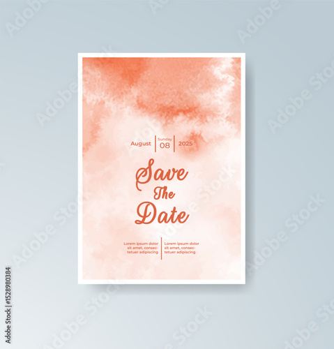 Wedding invitation with abstract splash watercolor