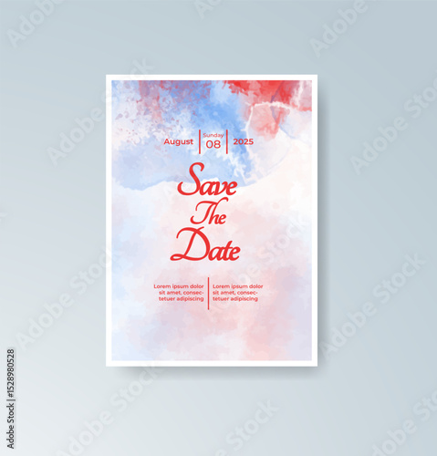 Wedding invitation with abstract splash watercolor