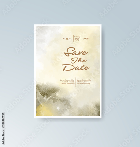Wedding invitation with abstract splash watercolor