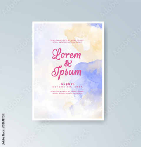 Wedding invitation with abstract splash watercolor