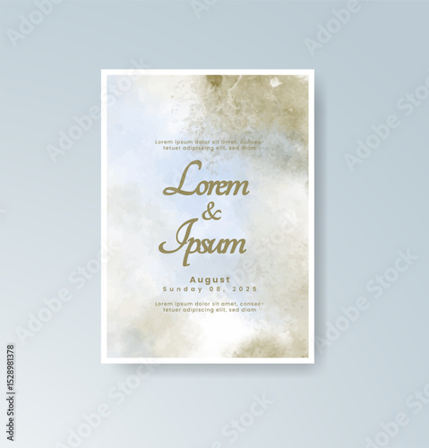 Wedding invitation with abstract splash watercolor