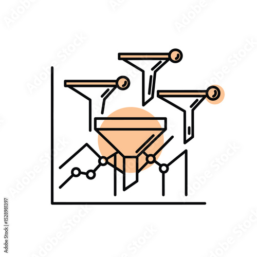 Marketing funnel data analysis chart graphic