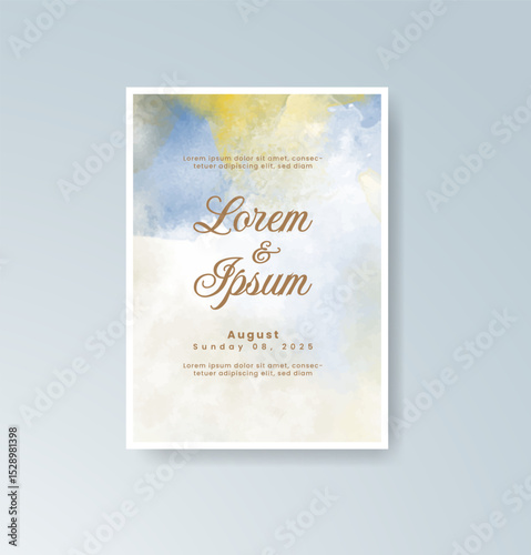 Wedding invitation with abstract splash watercolor