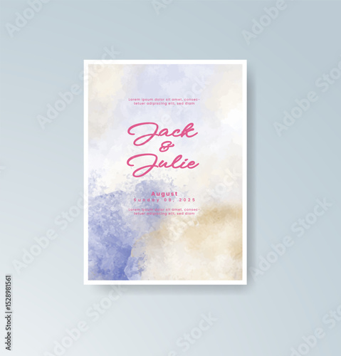 Wedding invitation with abstract splash watercolor