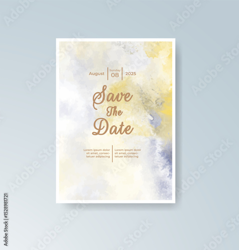Wedding invitation with abstract splash watercolor