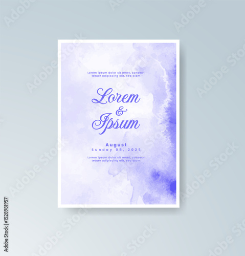 Wedding invitation with abstract splash watercolor