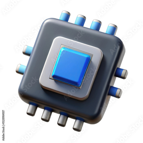 3d render of a microchip isolated on white background