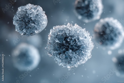 Icy beauty captured in a close-up of snowball surface, revealing intricate granules and frozen details
