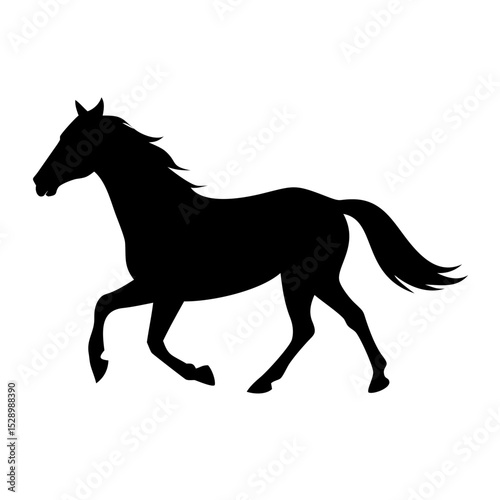 Majestic Running Horse Silhouette Elegant Black Horse Vector Illustration