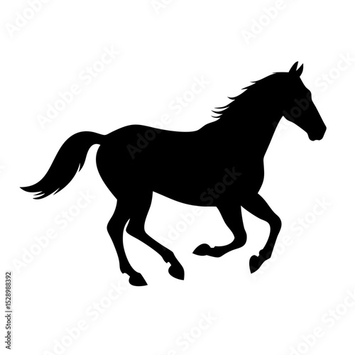 Majestic Running Horse Silhouette Elegant Black Stallion Vector Illustration