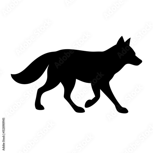 Silhouette of a Walking Fox Elegant Animal Vector Illustration