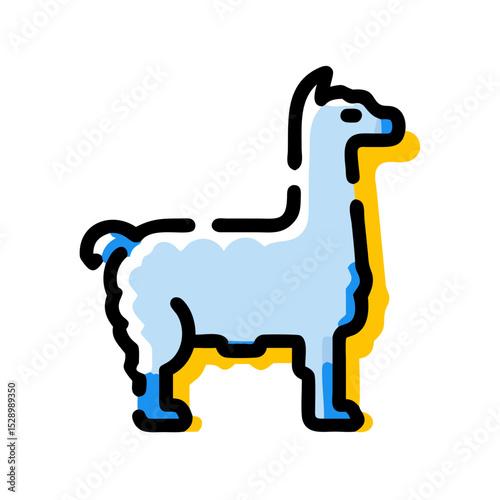 Adorable Llama Illustration Fluffy South American Animal Icon